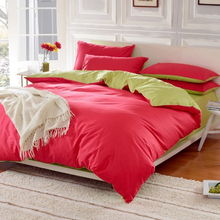 凝爱家纺 全棉斜纹活性印花素色双拼四件套——砖红绿配色,双人床的典雅之选